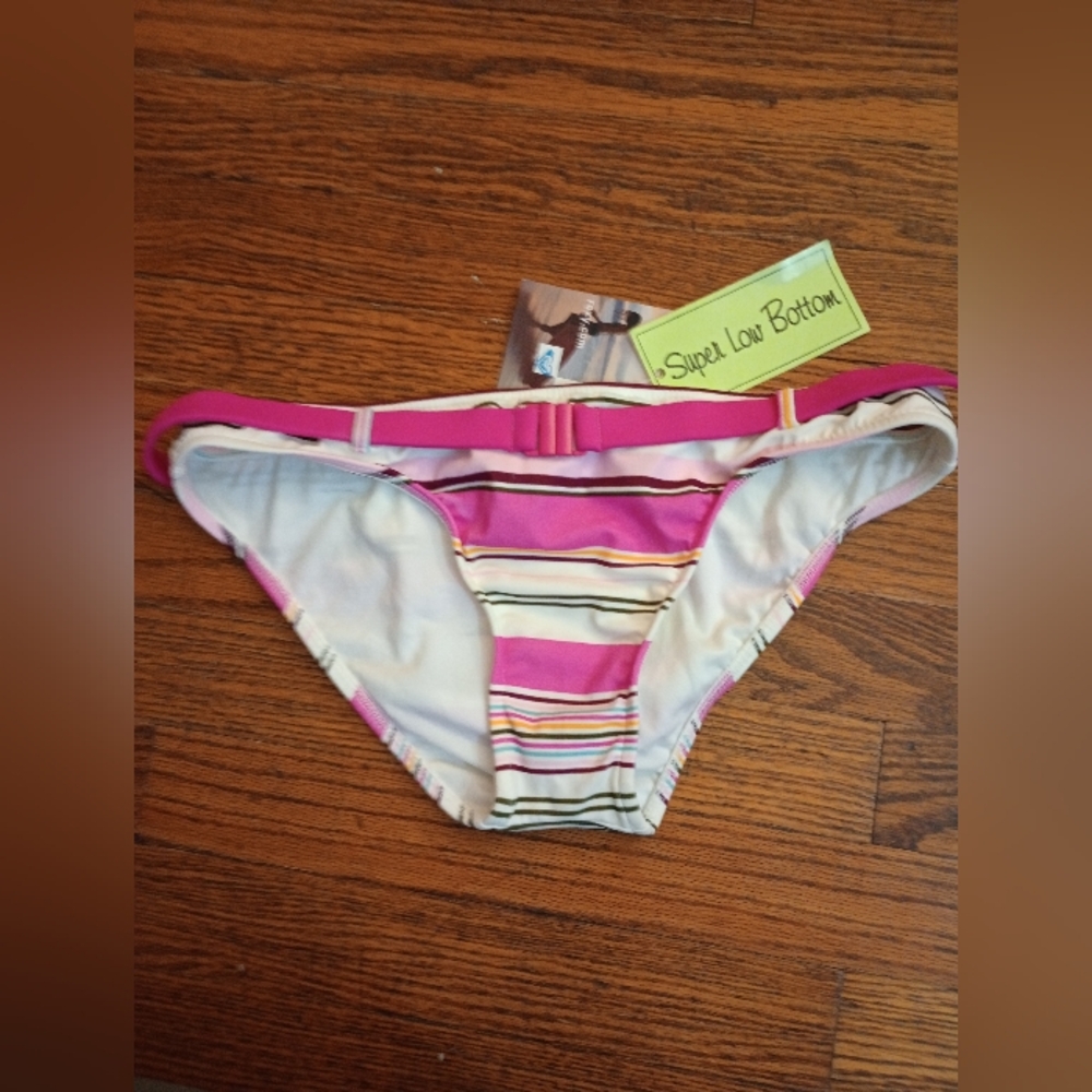 ROXY Low Rise Cheeky Pink Bikini Bottoms Only Large
